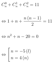 Điều kiện: n ∈ ℕ, với n ≥ 2. Khi đó: